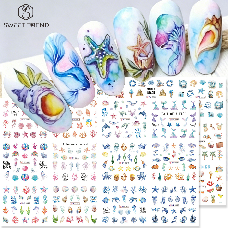 Waterslide Decal Paper - 12 Designs Summer Ocean Theme Nail
