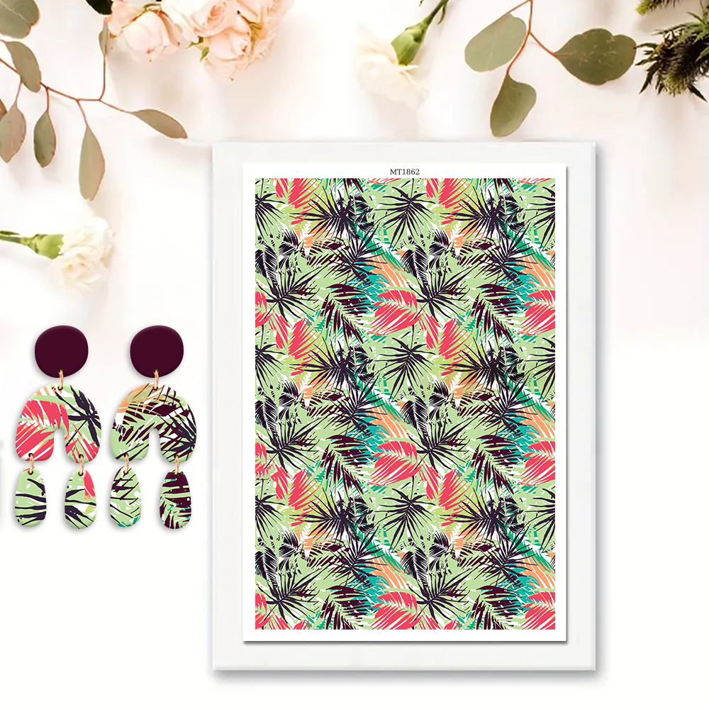 Waterslide Decal Paper - Tropical Hibiscus & Palm Leaf Water