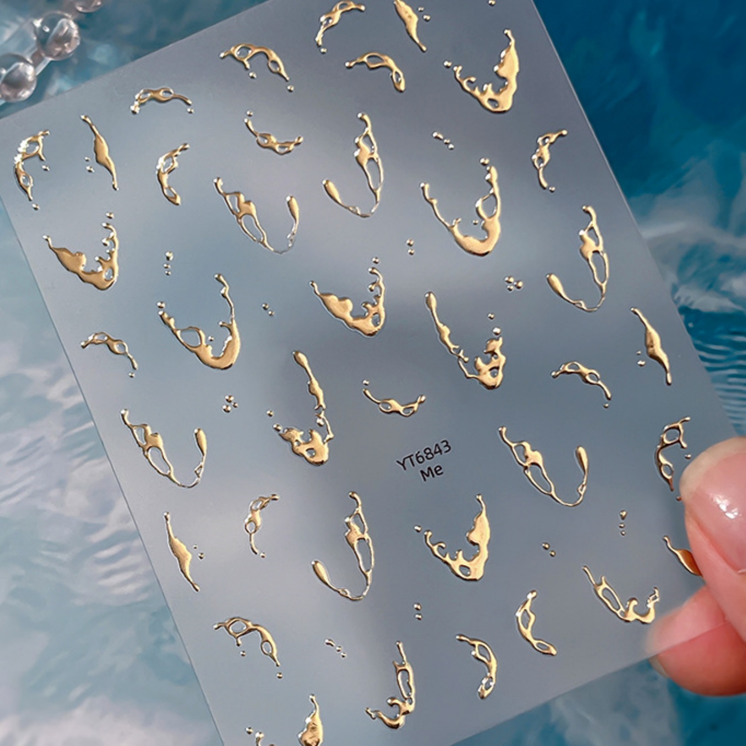 Waterslide Decal Paper - Gold Foil Water Splash 5D Nail