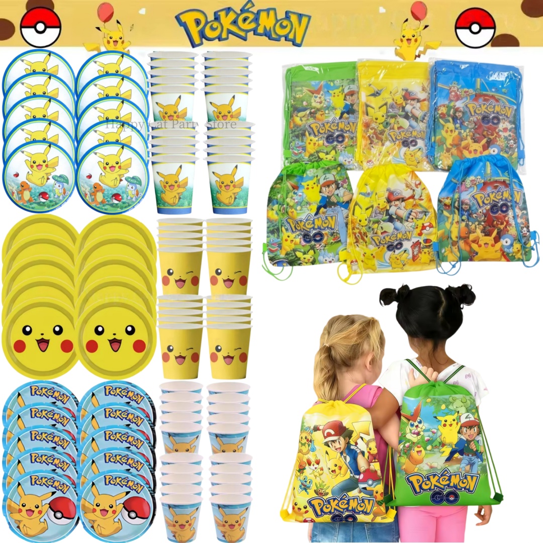 Model Kit Digimon - Poke*mon Birthday Party Cup Plates Set