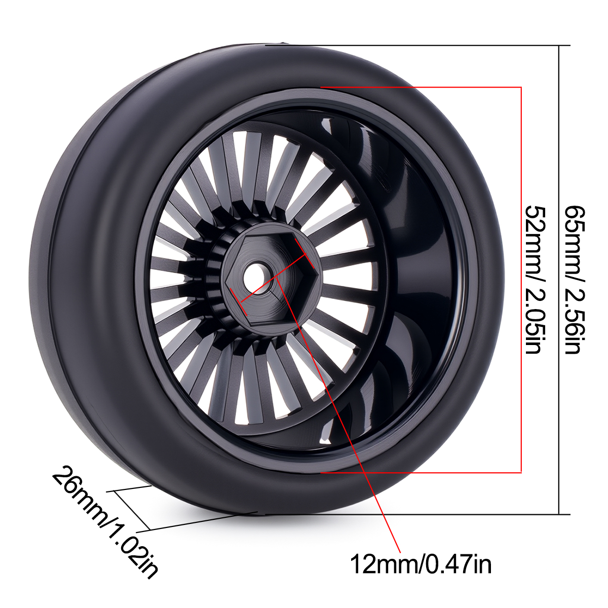 Pre-Glued RC Wheels Tires Set  - Model Kit Tamiya recensie en prijs